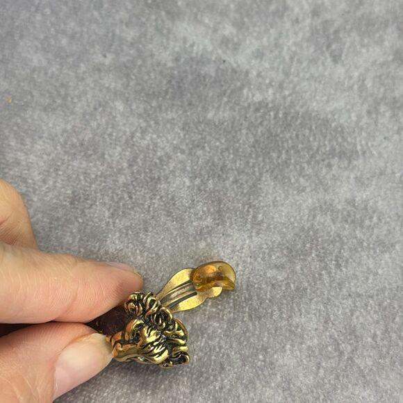 Gucci Rare Gold Tone Swarovski Crystal Lionhead Clip on Earrings - Picture 10 of 11